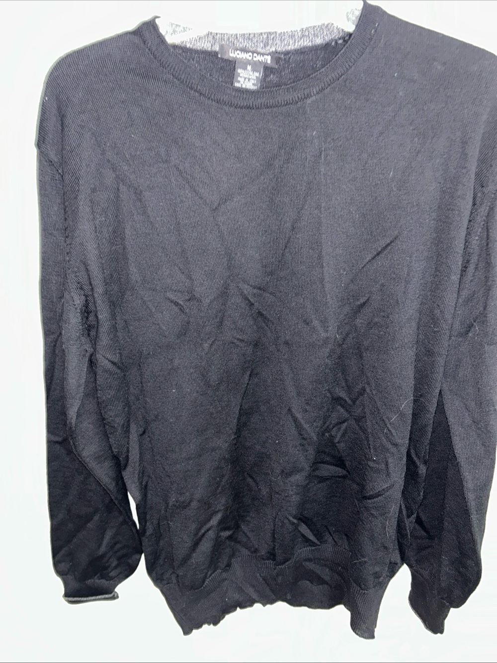 Luciano Dante Men’s Black Crewneck Sweater - Classic Knit merino wool